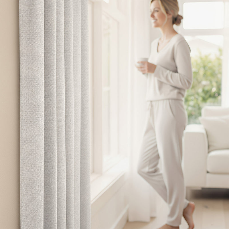 Anydrape 100cm Curtain Beige Modern Waffle Plaid for Living Room Bedroom Dining Balcony Luxury Window Drapes