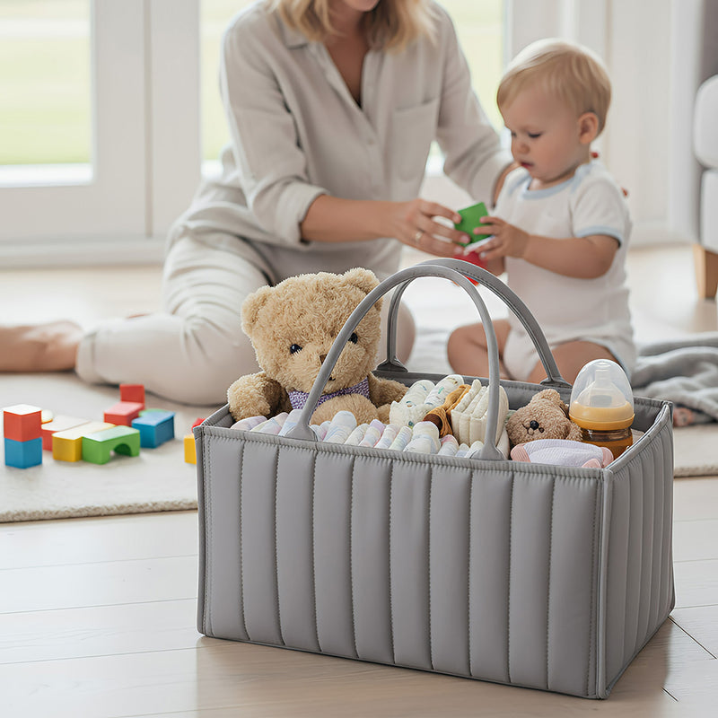 Anysort Mommy Diaper Bag Rectangular Line Pattern Basket Storage Stackers And Caddies Storage Organizer