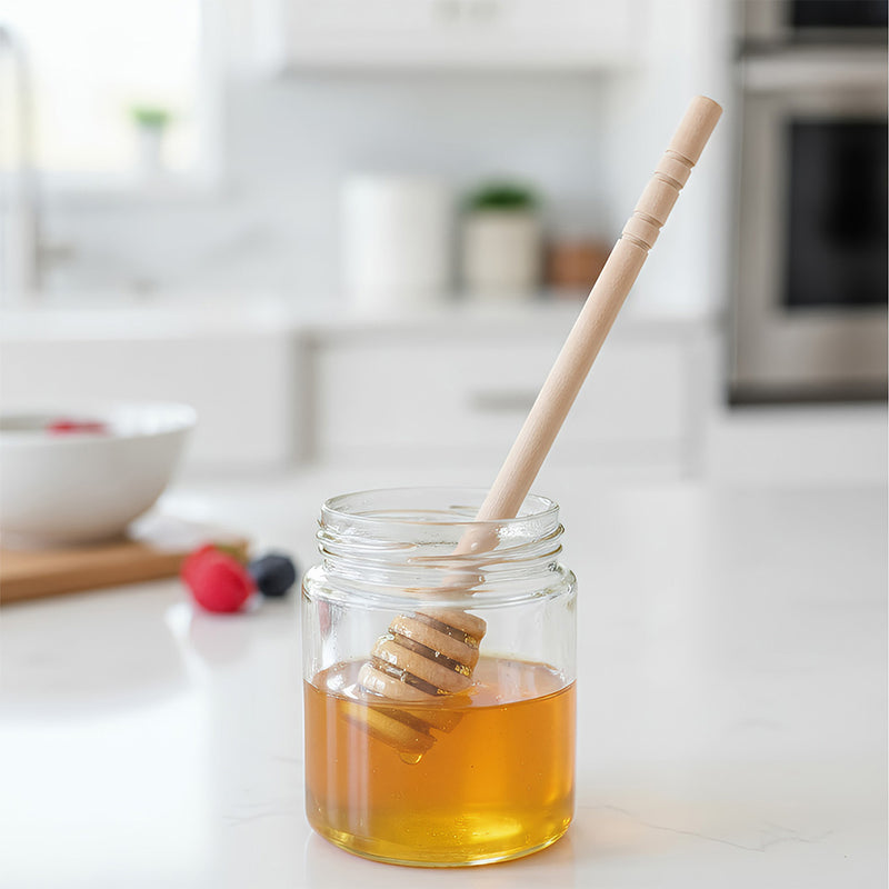 Anygleam Natural Brown 10pcs Wooden Honey Spoon Dipper Sticks Kitchen Tableware