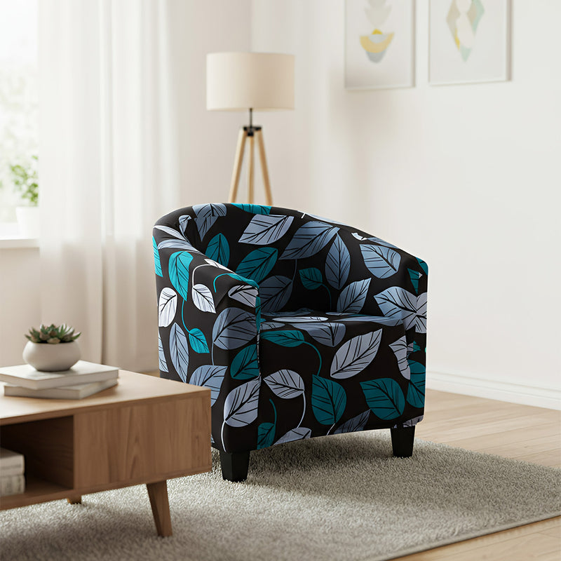 Anyseat Light Black Leaf Chair Cover – Plain Dustproof Tub Slipcover for Home Décor