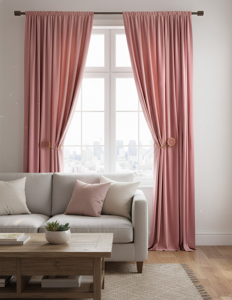 Anydrape Plain Pink Luxury Curtains – Modern Textured Drapes for Living Room, Bedroom & Dining Decor