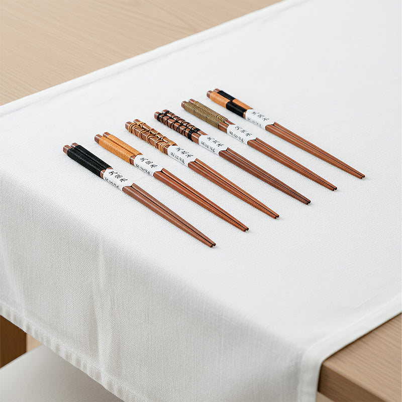 Anygleam Brown 6pairs Wooden Chopsticks Reusable Kitchen Tableware