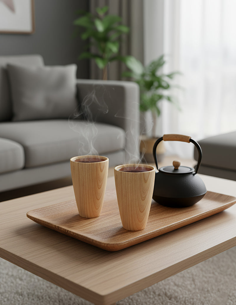 Anygleam Light Brown Wooden Tea Japanese Cups Kitchen Tools Accessories