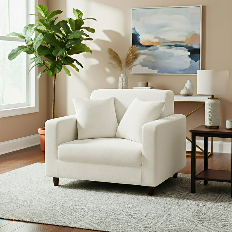 Anyseat 1-Seater Sofa Cover – Plain White Style Slipcover for Living Room Chair Protection