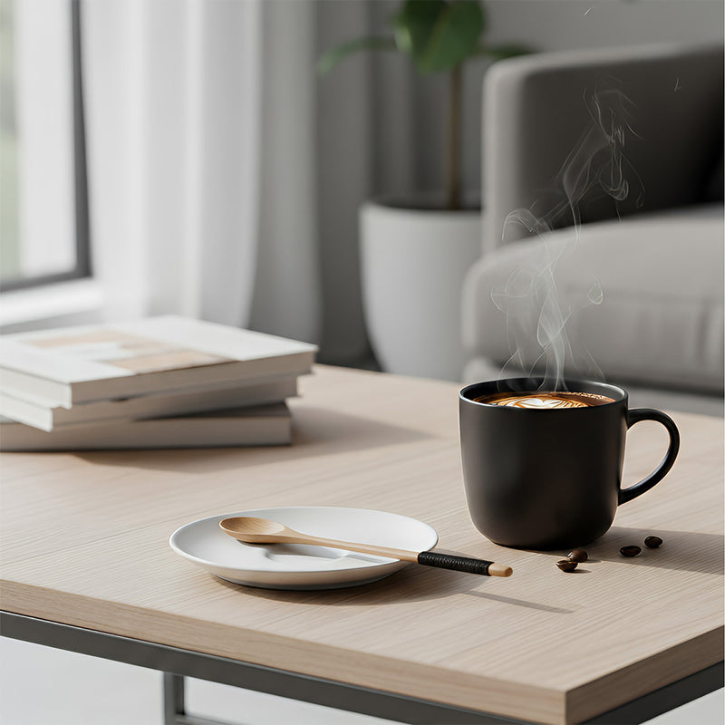 Anygleam Wooden Black 6pcs Wooden Tea Long Spoon  Kitchen Tableware