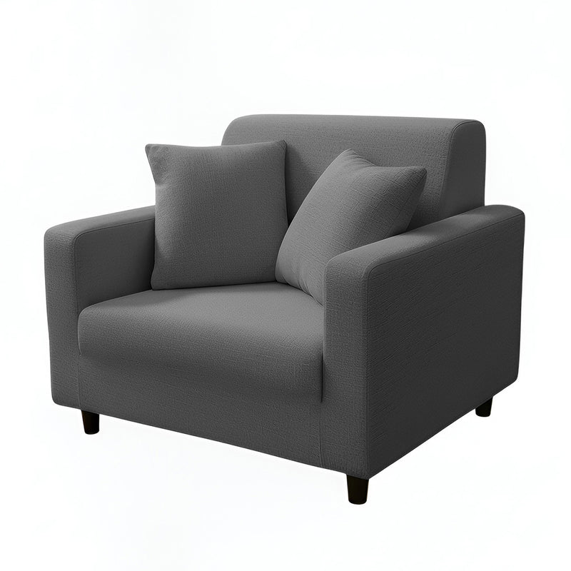Anyhouz 1 Seater Sofa Cover Plain Grey Style and Protection For Living Room Sofa Chair Elastic Stretchable Slipcover