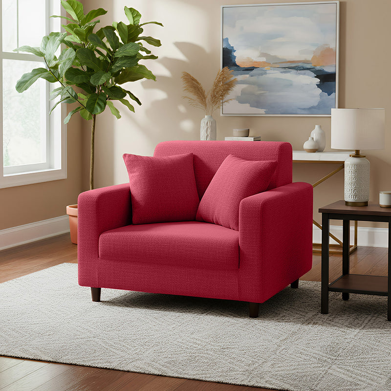 Anyhouz 1 Seater Sofa Cover Plain Red Style and Protection For Living Room Sofa Chair Elastic Stretchable Slipcover