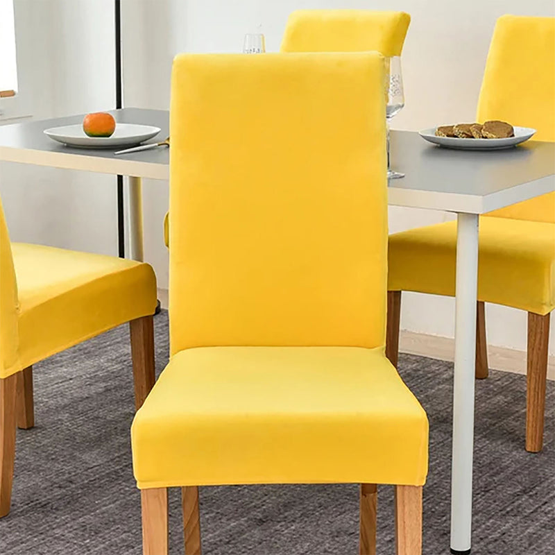 Anyseat Turmeric Velvet Dining Chair Cover – Plush Stretchable Slipcover for Kitchen & Dining Room Chairs