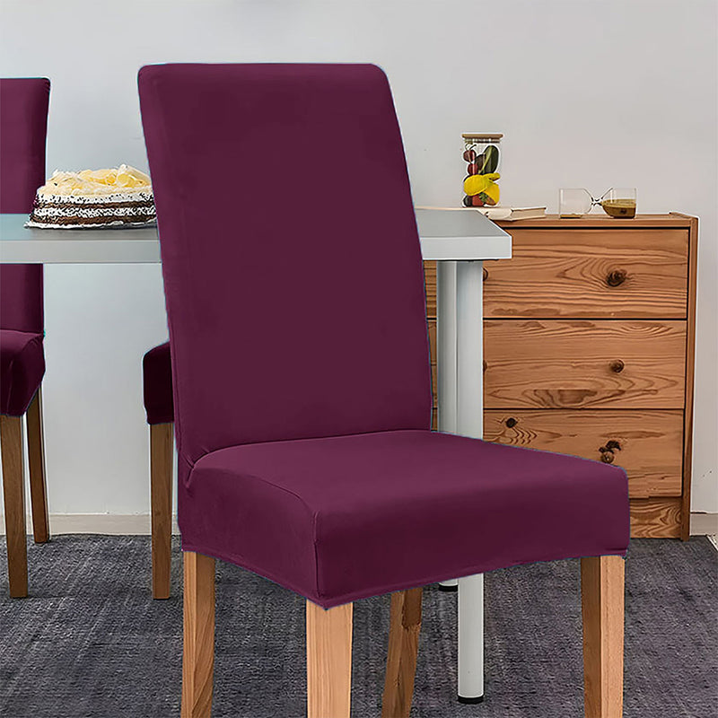 Anyseat Purple Velvet Dining Chair Cover – Plush Stretchable Slipcover for Kitchen & Dining Room Chairs