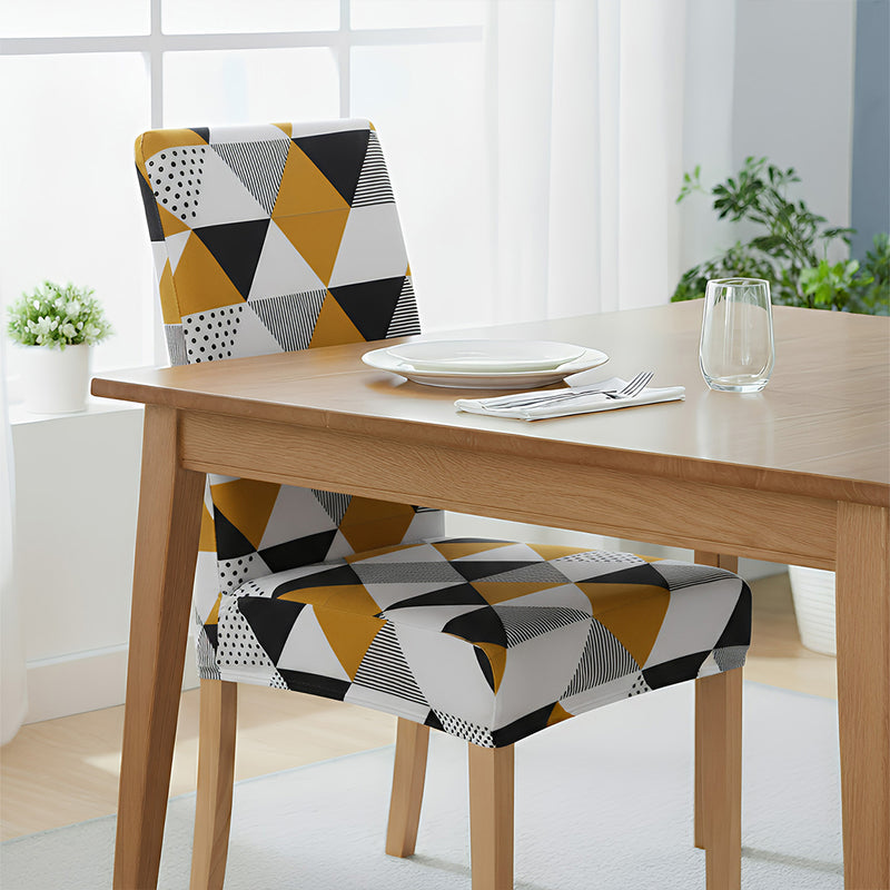Anyseat Tri Color Geometric Design Pattern Print Elastic Chair Cover – Plain Dining Slipcover & Home Décor