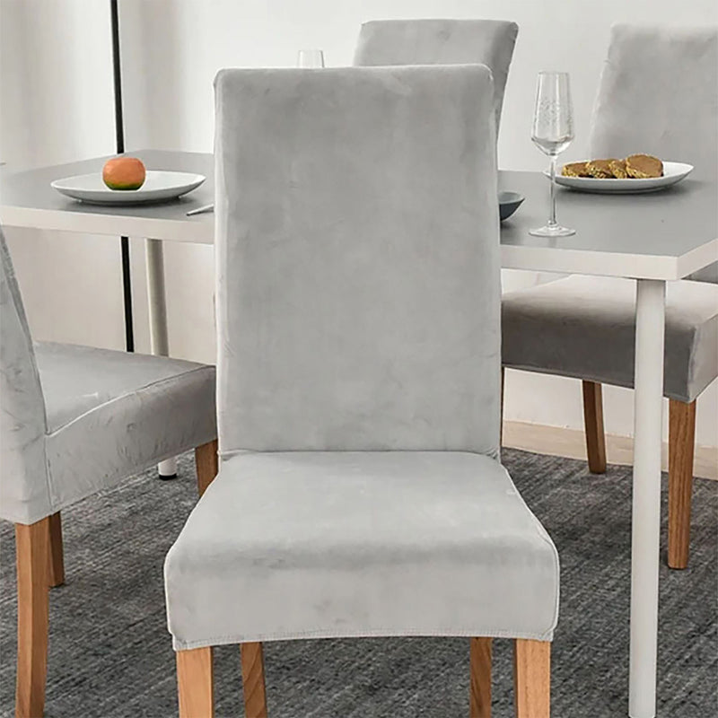 Anyseat Light Grey Velvet Dining Chair Cover – Plush Stretchable Slipcover for Kitchen & Dining Room Chairs