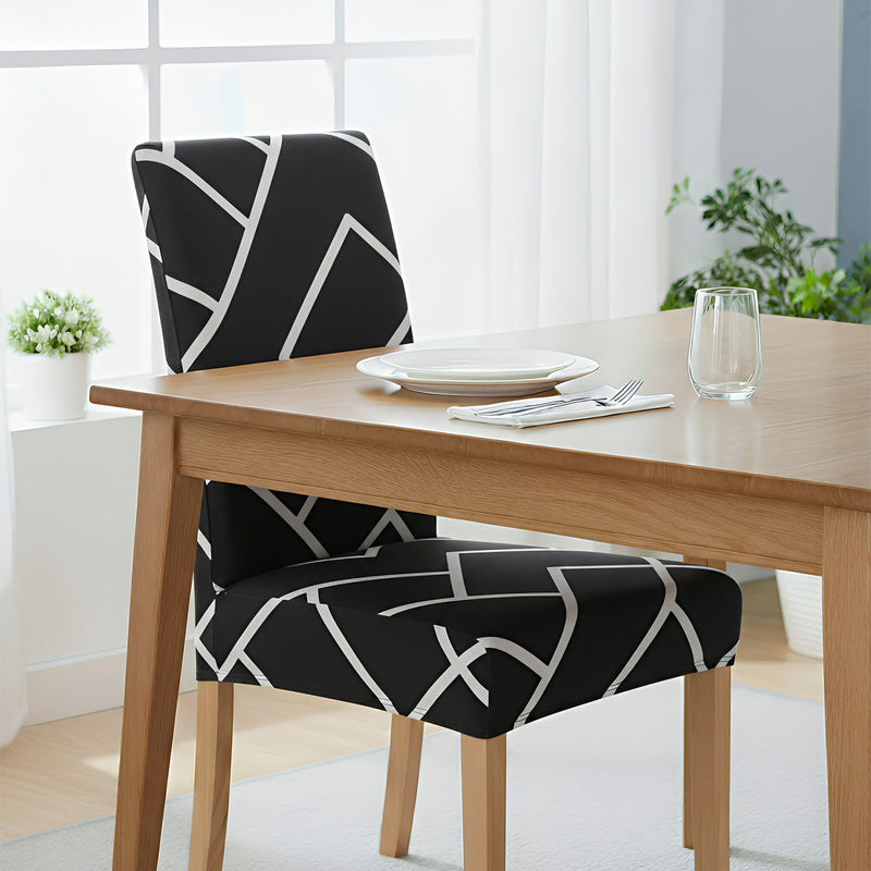 Anyseat Black Square Lattice Print Elastic Chair Cover – Plain Dining Slipcover & Home Décor