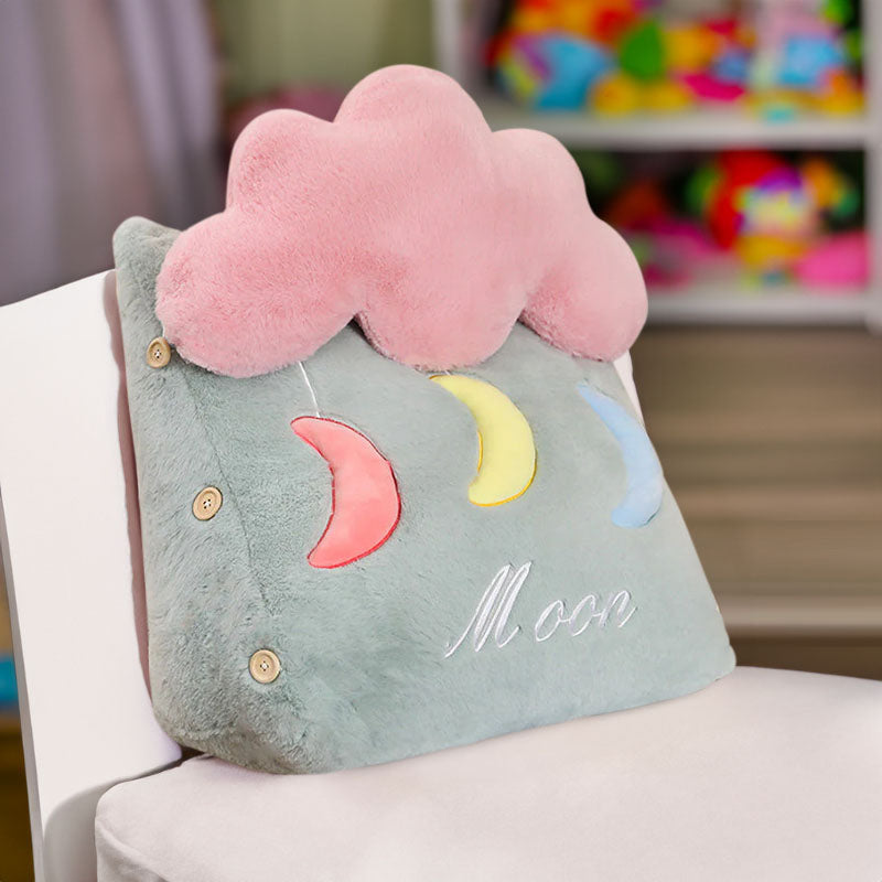 Anyseat Seat Cushion Green Cute Moon Cloud Soft Leaning Lumbar Wedge Pillow Bedside Plush Home Decor