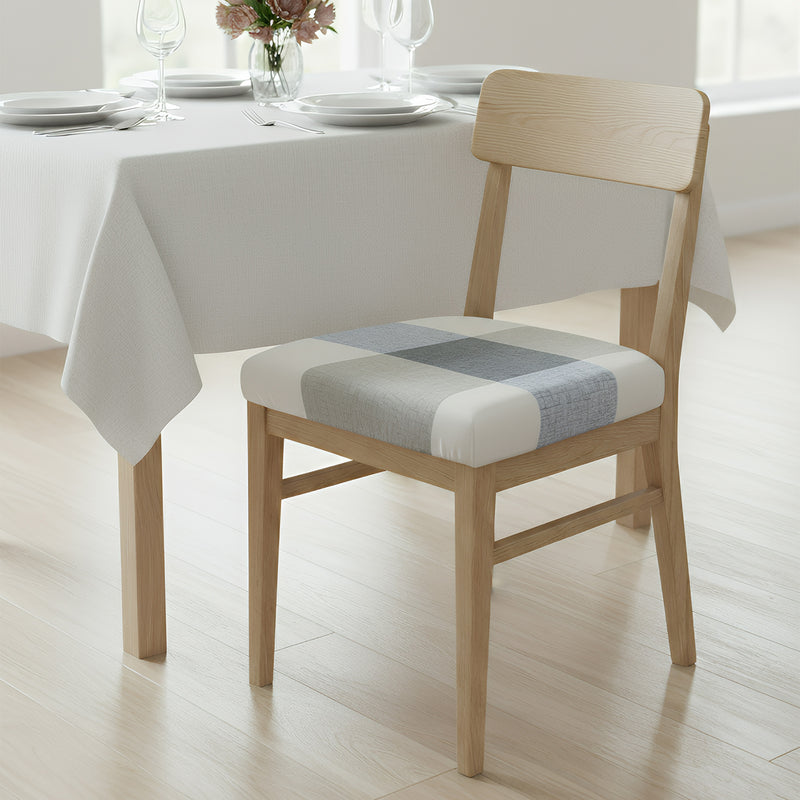 Anyseat Beige Light Blue Simple Pattern Print Chair Cover – Stretch Washable Removable Seat Cover for Dining & Kitchen