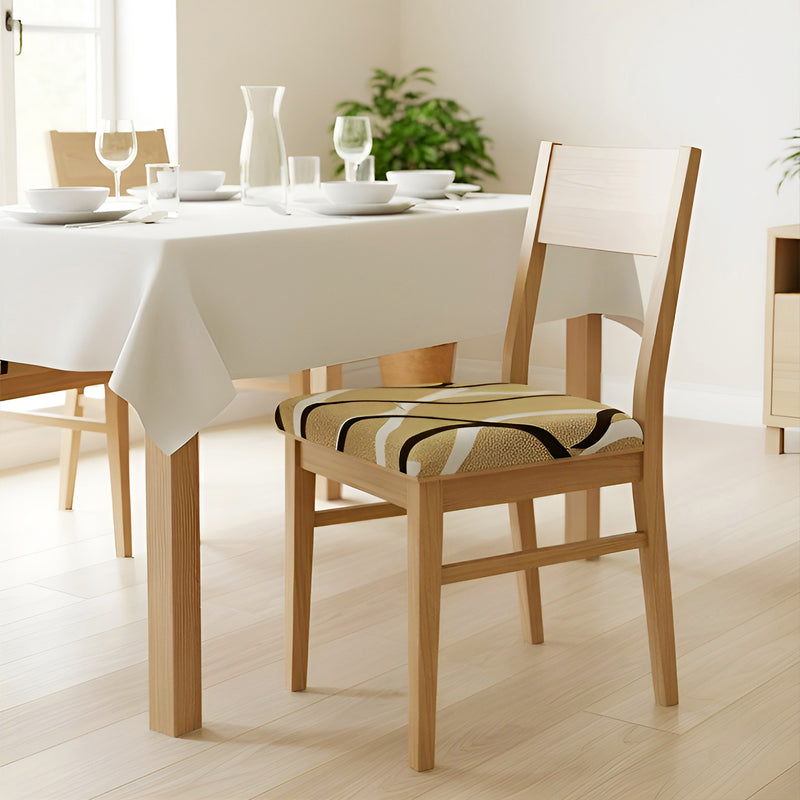 Anyseat Light Beige Brown White Print Chair Cover – Stretch Washable Removable Seat Cover for Dining & Kitchen