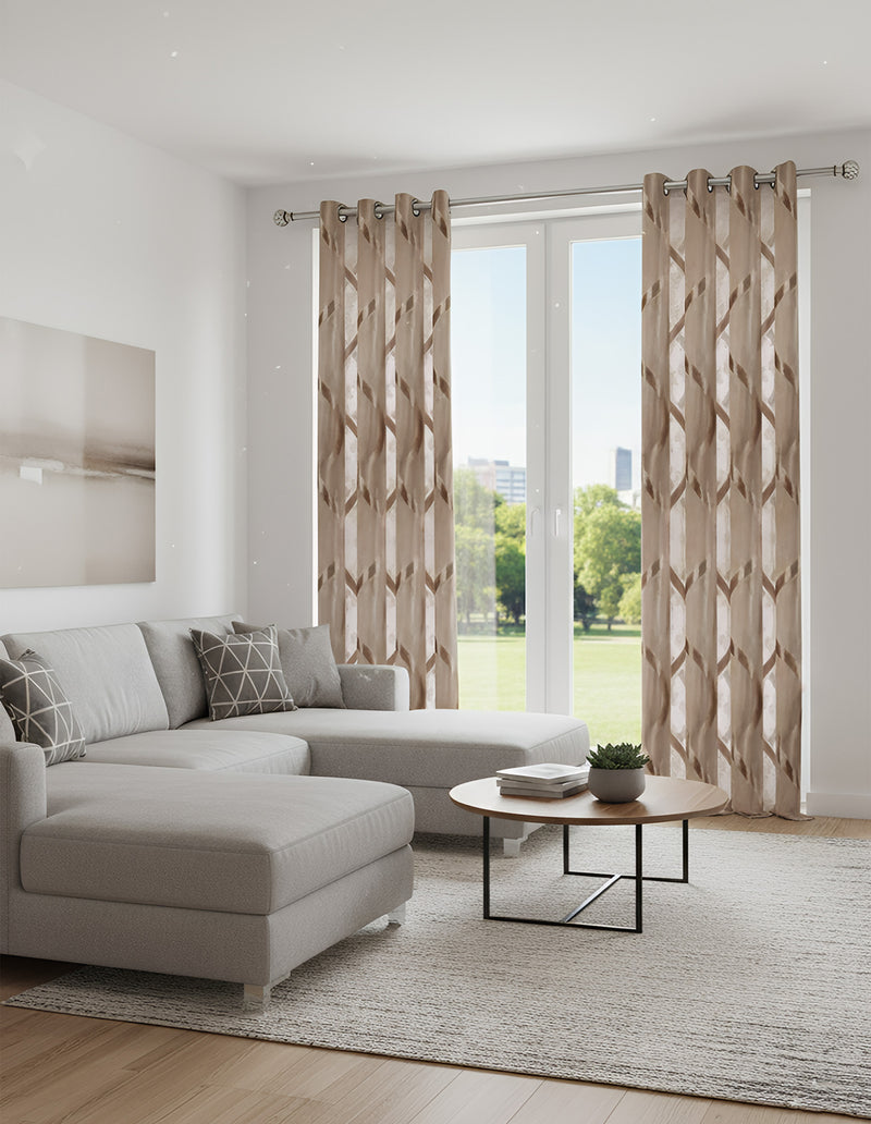 Anydrape Brown Luxury Retro Curtains – Modern Textured Drapes for Living Room, Bedroom & Dining Decor