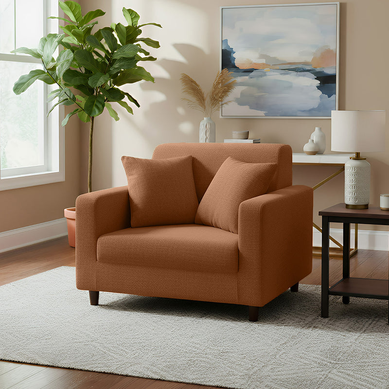 Anyhouz 1 Seater Sofa Cover Plain Light Coffee Style and Protection For Living Room Sofa Chair Elastic Stretchable Slipcover