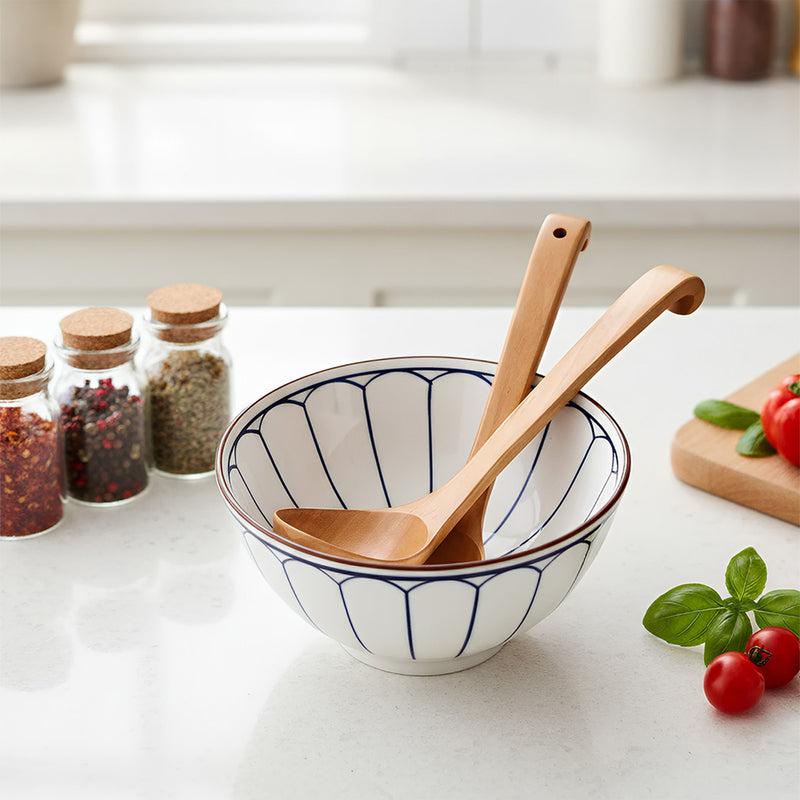 Anygleam Natural Beech Wood 2pcs Wooden Spoon Soup Kitchen Tableware