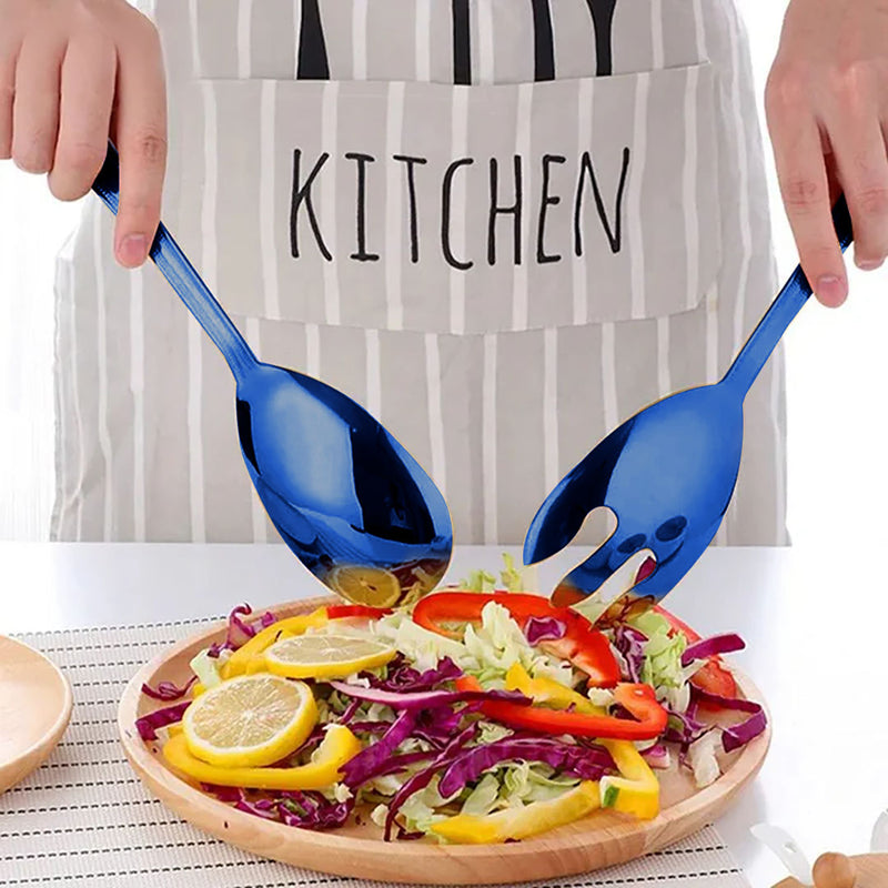 Anygleam Blue Giant Spoon & Fork Set – 2-Piece Stainless Steel