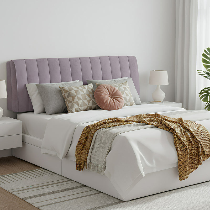 Anycozy  Headboard Cover Light Gray Short Plush Super Soft Smooth Quilted Velvet Bed Back Dust Protector Cover 170x70cm