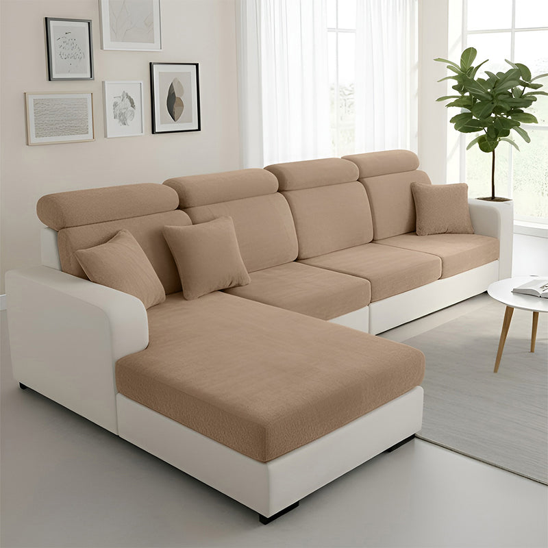 Anyseat L‑Shape Sofa Cover Coffee Chenille Polyester Thick Stretchable Cushion Protector for Living Room