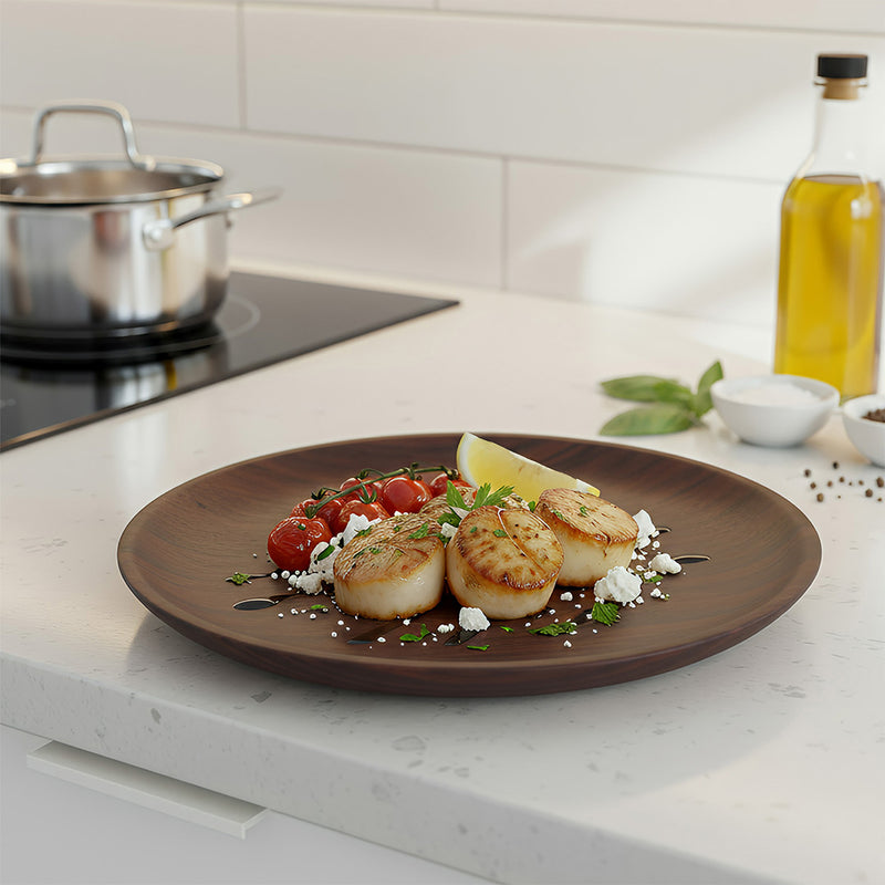 Anygleam Natural Brown  4pcs Wooden Plate Food Kitchen Tableware