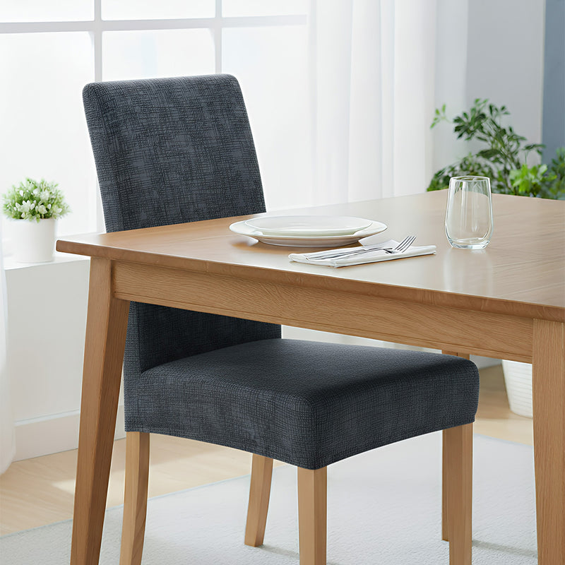 Anyseat Dark Gray Plain Scratch Pattern Print Elastic Chair Cover – Plain Dining Slipcover & Home Décor