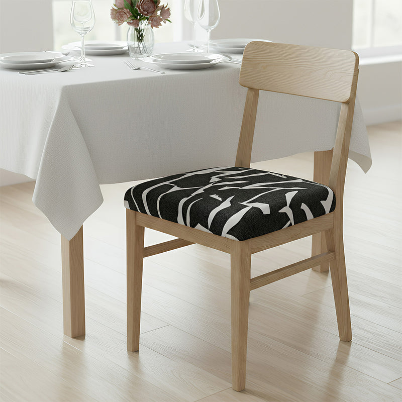 Anyseat Black and White Crack Linear Print Chair Cover – Stretch Washable Removable Seat Cover for Dining & Kitchen