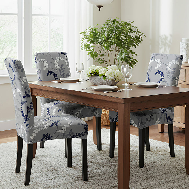 Anyseat Grey Leaf Vines Design Chair Cover – Elastic Slipcover with Anti‑Dirt Protection for Dining Room, Kitchen, Wedding, Hotel, Banquet & Restaurant