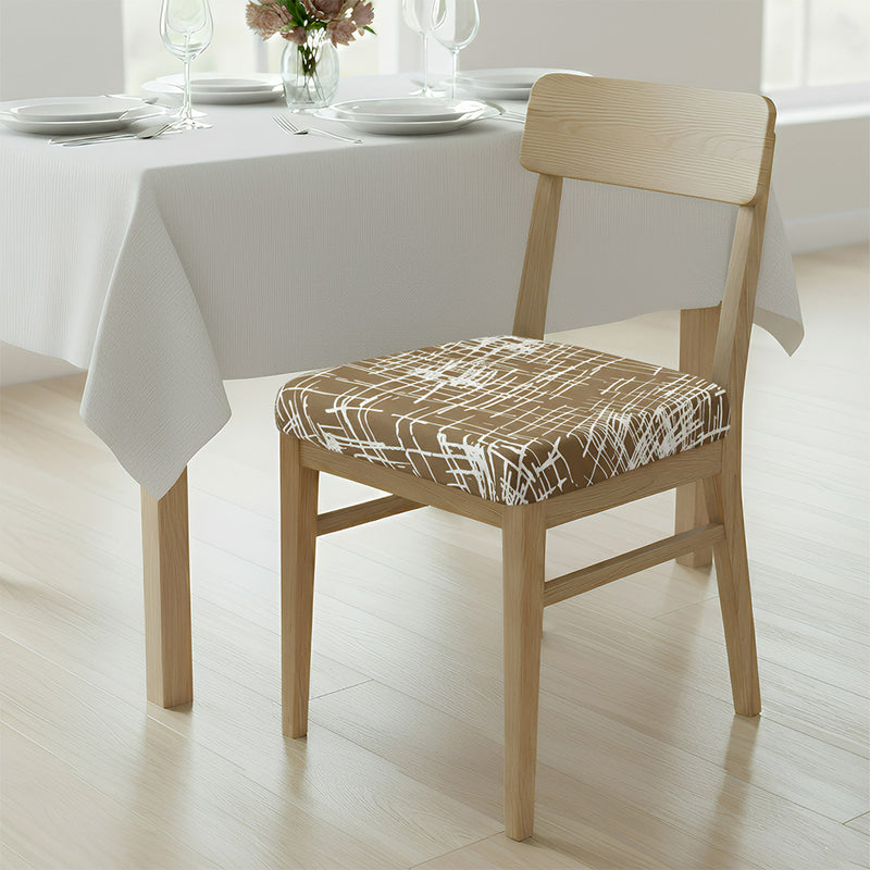 Anyseat Brown White Crack Linear Design Print Chair Cover – Stretch Washable Removable Seat Cover for Dining & Kitchen