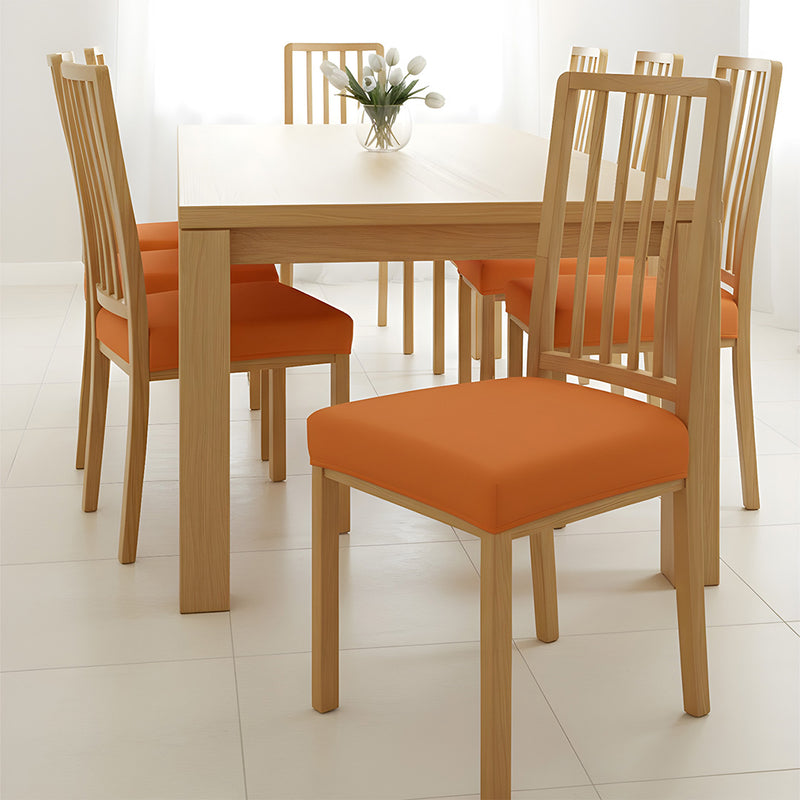 Anyseat Plain Orange Stretch Chair Cover – Washable, Removable Dining & Kitchen Seat Protector