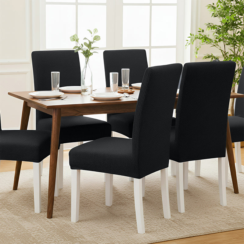Anyseat Black Waterproof Chair Cover – Corn Kernel Pattern Stretch Slipcover for Dining Room