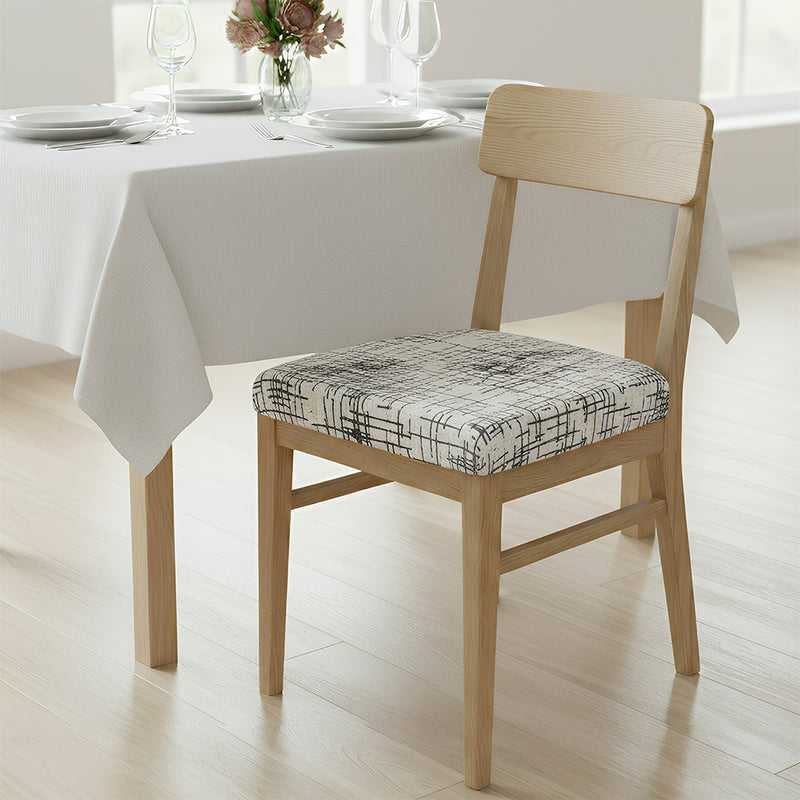 Anyseat White with Black Sketch Lines Print Chair Cover – Stretch Washable Removable Seat Cover for Dining & Kitchen