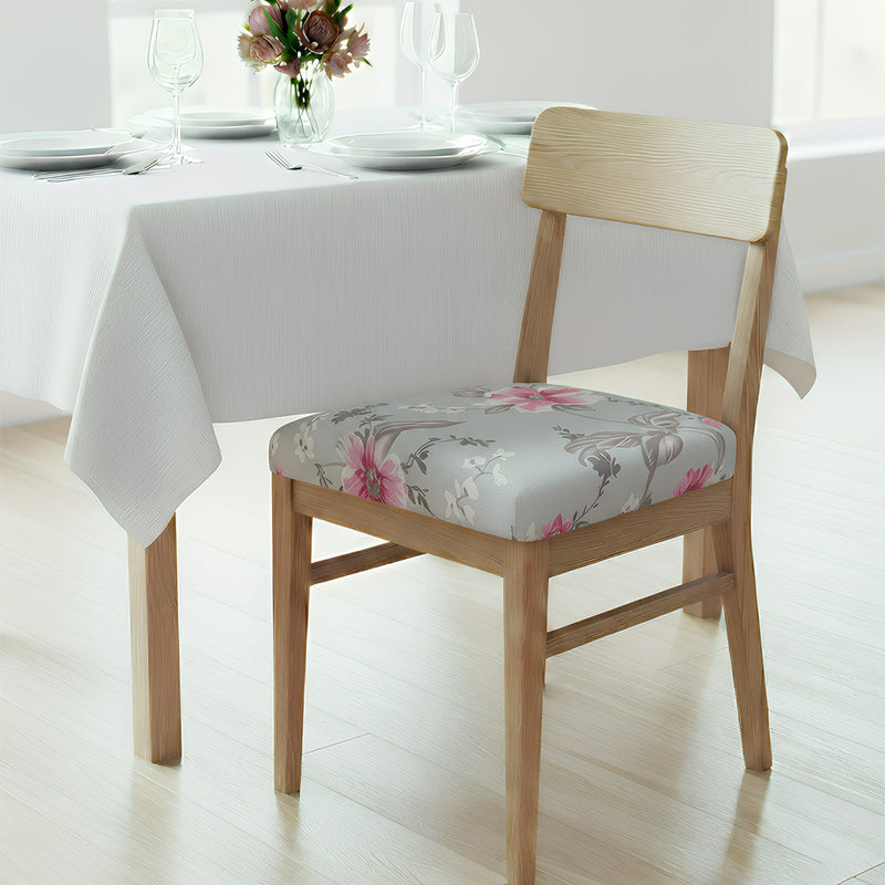 Anyseat Light Blue Pink Flower Print Chair Cover – Stretch Washable Removable Seat Cover for Dining & Kitchen