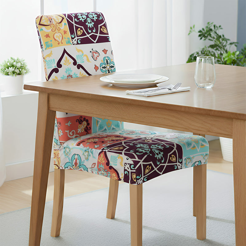 Anyseat White Floral Print Pattern Print Elastic Chair Cover – Plain Dining Slipcover & Home Décor