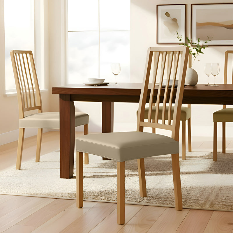 Anyseat Khaki PU Leather Chair Cover – Slipcover for Dining, Kitchen, Hotel, Banquet & Living Room Chairs