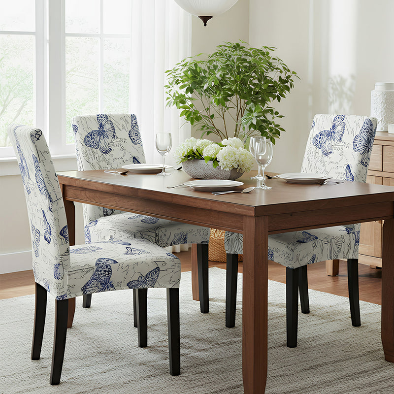 Anyseat White with Blue Butterfly Design Chair Cover – Elastic Slipcover with Anti‑Dirt Protection for Dining Room, Kitchen, Wedding, Hotel, Banquet & Restaurant