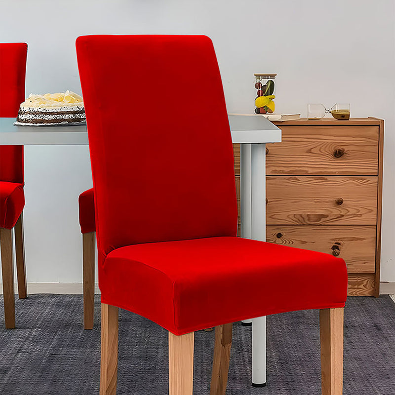 Anyseat Red Velvet Dining Chair Cover – Plush Stretchable Slipcover for Kitchen & Dining Room Chairs