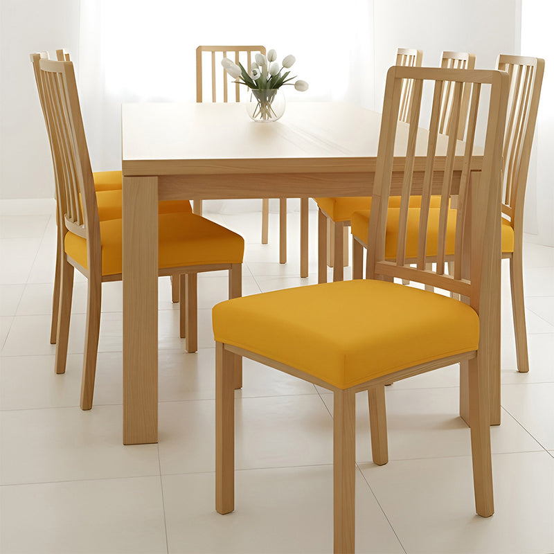 Anyseat Plain Yellow Stretch Chair Cover – Washable, Removable Dining & Kitchen Seat Protector