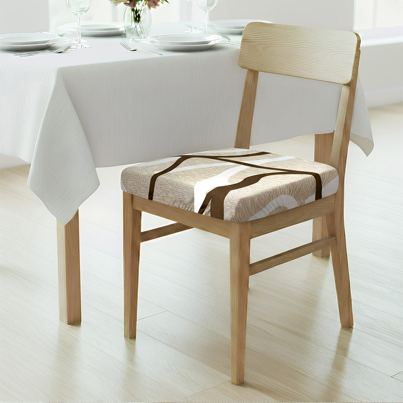 Anyseat Brown White and Beige Print Chair Cover – Stretch Washable Removable Seat Cover for Dining & Kitchen