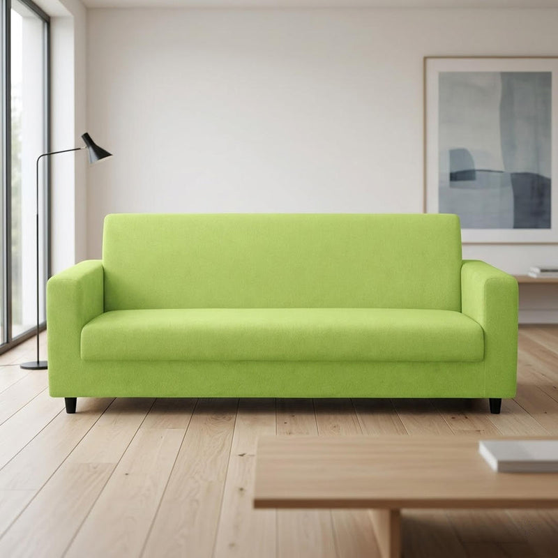 Anyhouz 4 Seater Sofa Cover Plain Apple Green Style and Protection For Living Room Sofa Chair Elastic Stretchable Slipcover