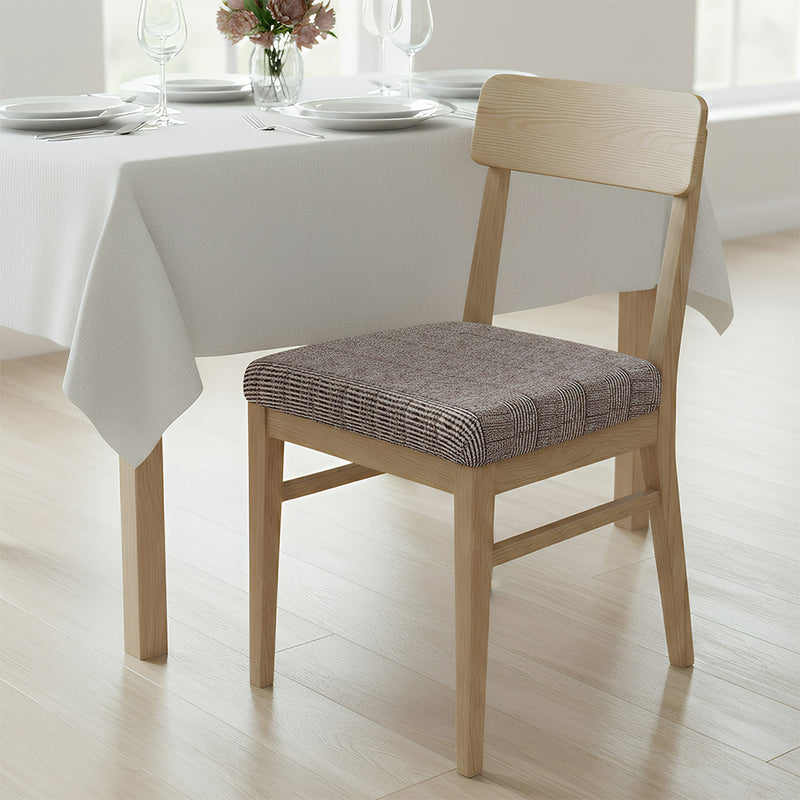 Anyseat Dark Brown Wavey and Straight Line Print Chair Cover – Stretch Washable Removable Seat Cover for Dining & Kitchen