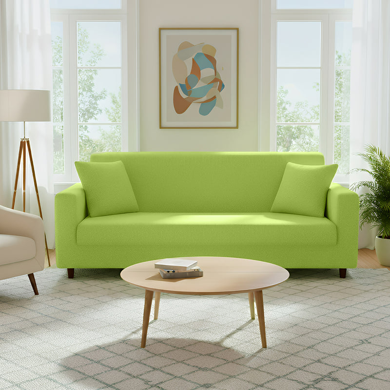 Anyhouz 3 Seater Sofa Cover Plain Apple Green Style and Protection For Living Room Sofa Chair Elastic Stretchable Slipcover
