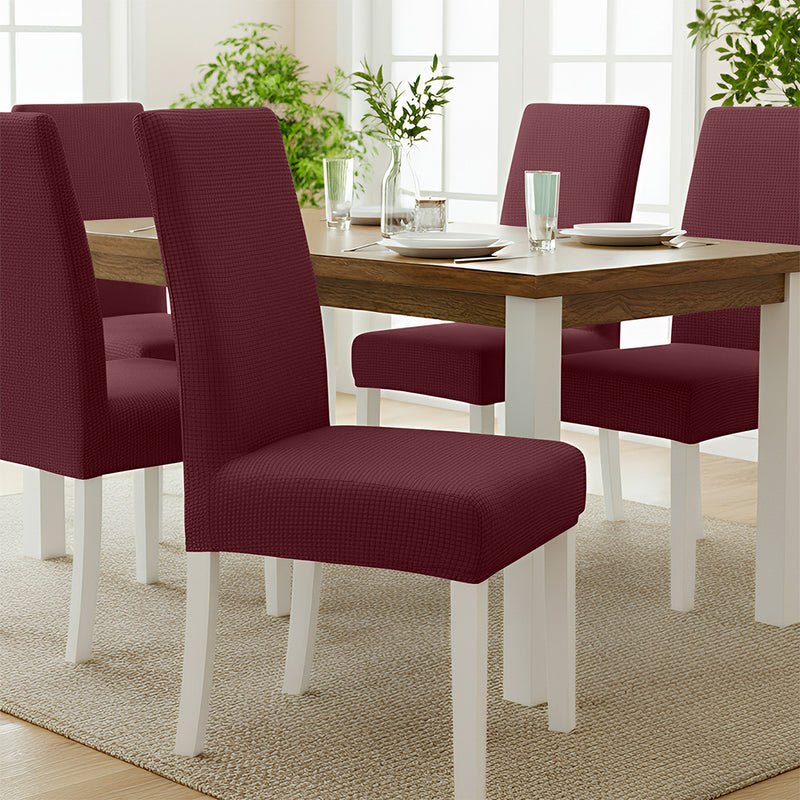 Anyseat Wine Red Waterproof Chair Cover – Corn Kernel Pattern Stretch Slipcover for Dining Room