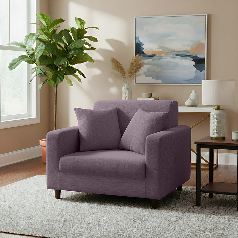 Anyseat 1-Seater Sofa Cover – Plain Purple Style Slipcover for Living Room Chair Protection