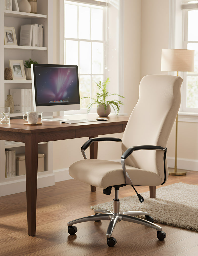 Anyseat Ivory Velvet Office Chair Cover – Zippered Stretchable High‑Back Slipcover Protector