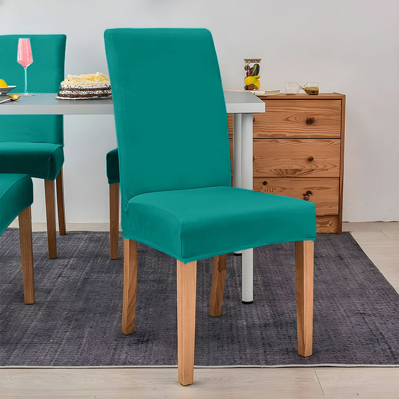Anyseat Peacock Blue Velvet Dining Chair Cover – Plush Stretchable Slipcover for Kitchen & Dining Room Chairs