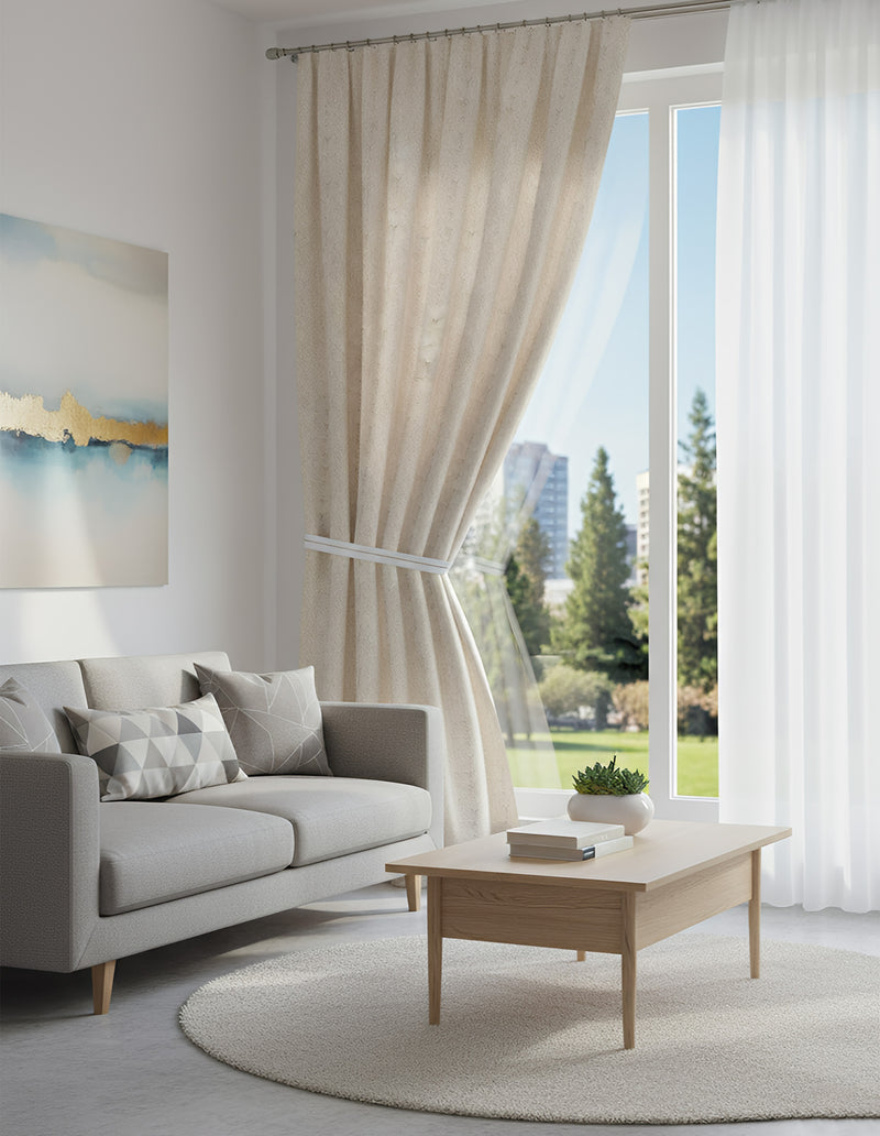 Anydrape Curtain Beige 300cmx250cm Romantic French Linen Jacquard Lace Blackout Curtain