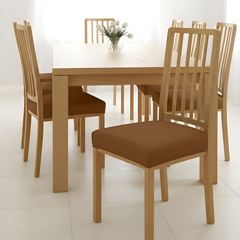Anyseat Plain Coffee Stretch Chair Cover – Washable, Removable Dining & Kitchen Seat Protector