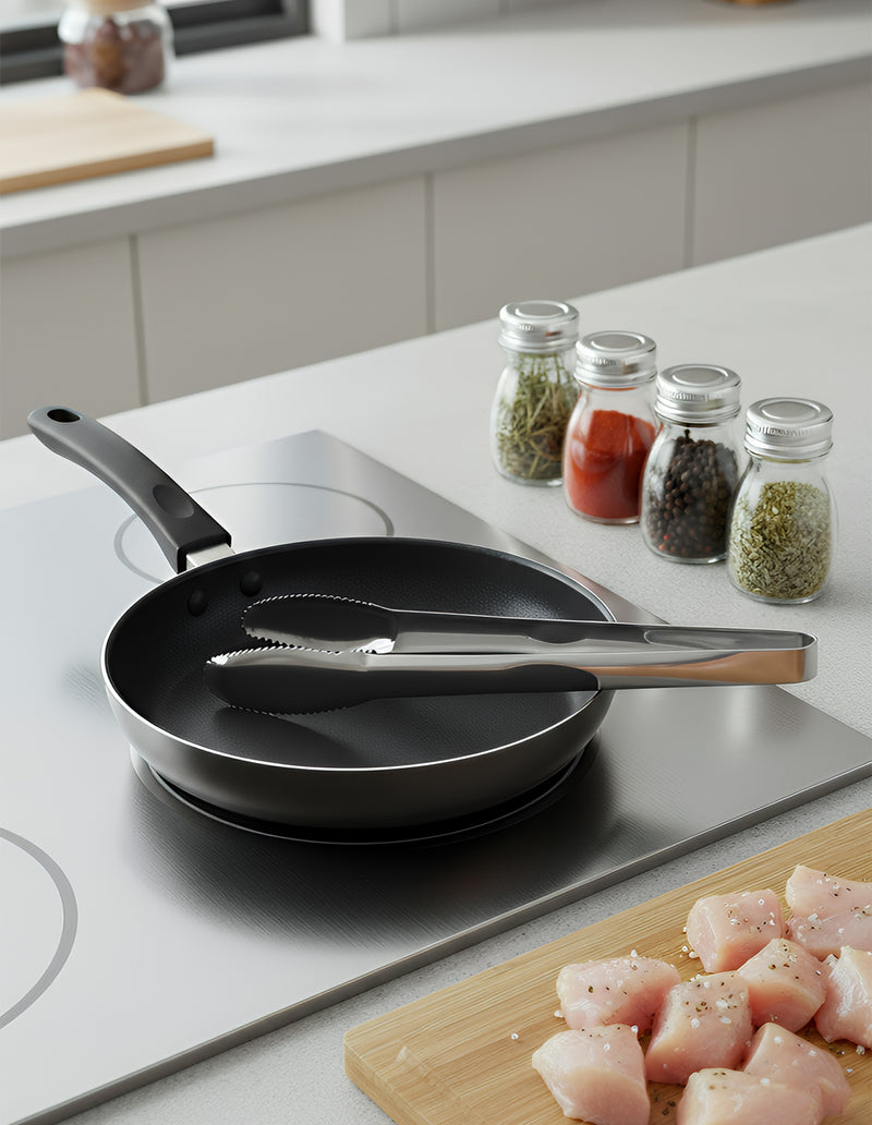 Anygleam Tong Silver 2Pcs Stainless Steel Clip Tableware for Salad, BBQ and Grill Party Accessory